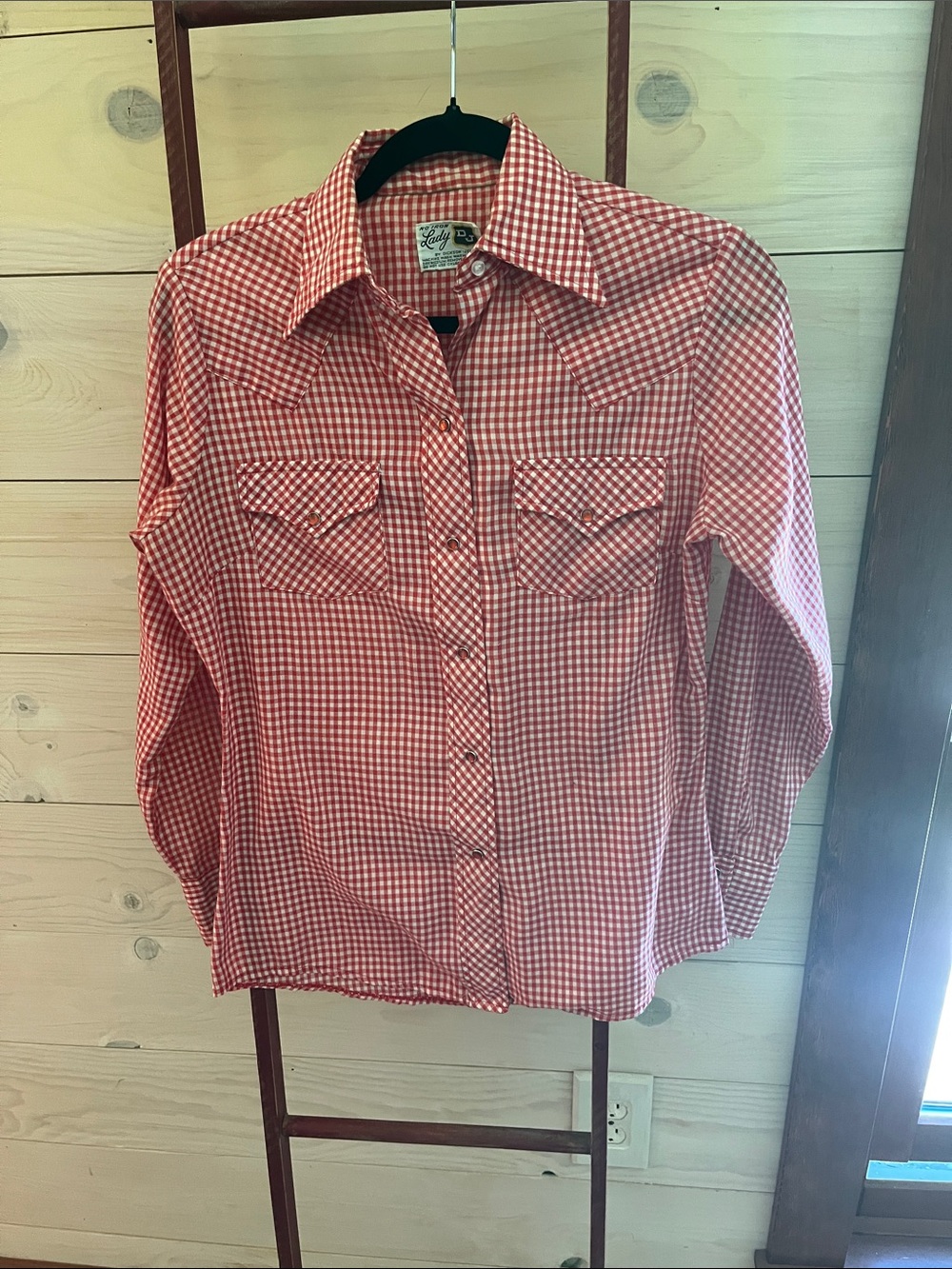 Red Gingham Button-Up Shirt